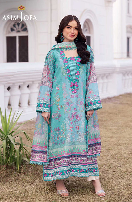Charmeuse by Asim Jofa Embroidered Silk Unstitched 3 Piece - AJRS-04 - AJ25C - Green - Festive Collection