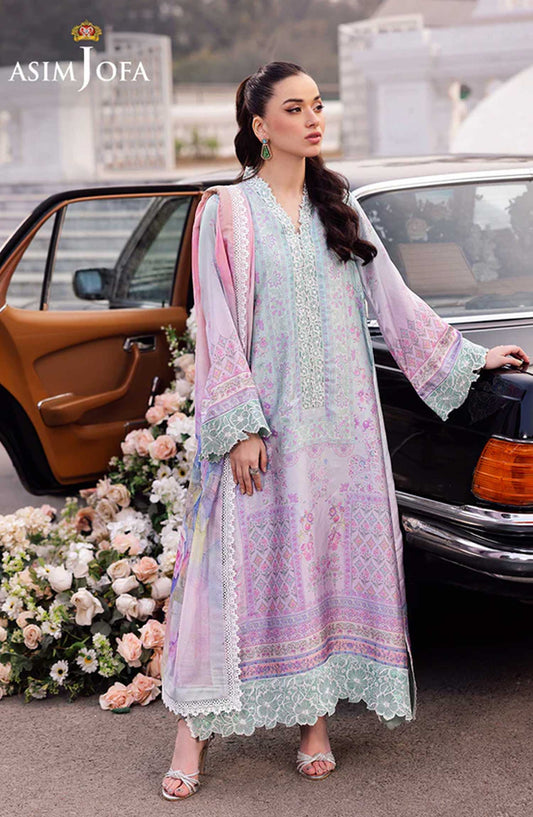 Charmeuse by Asim Jofa Embroidered Silk Unstitched 3 Piece - AJRS-07 - AJ25C - Green - Festive Collection