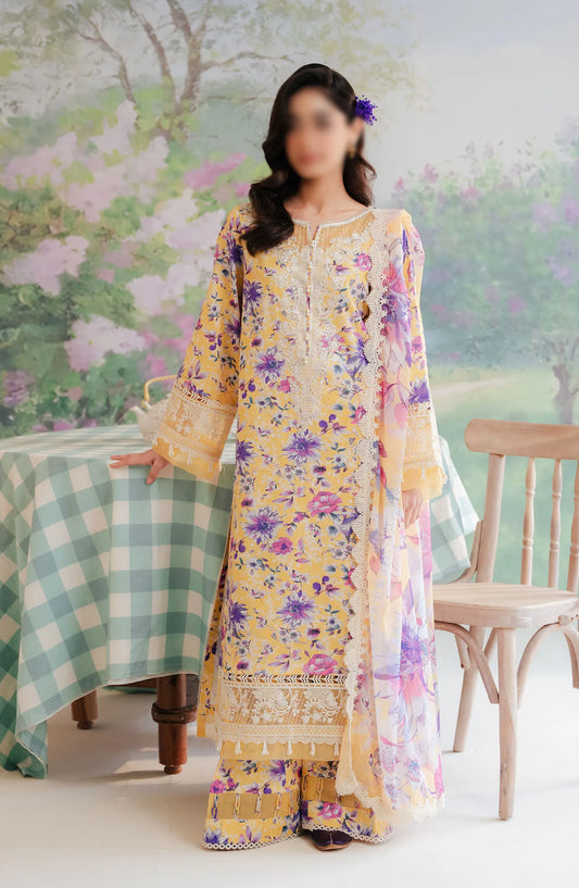 Afrozeh The Floral Charm Unstitched Lawn Collection 2024 - AL-24-V1-01 TUSCANY