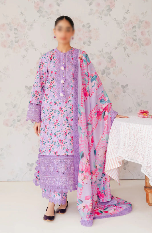Afrozeh The Floral Charm Unstitched Lawn Collection 2024 - AL-24-V1-09 ORCHID