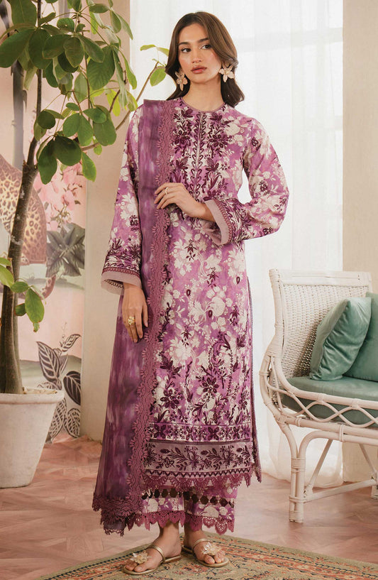 Armelia by Ayzel Embroidered Lawn Unstitched 3 Piece - AL-25-V1-07 Ren - AY25A - Purple - Summer Collection