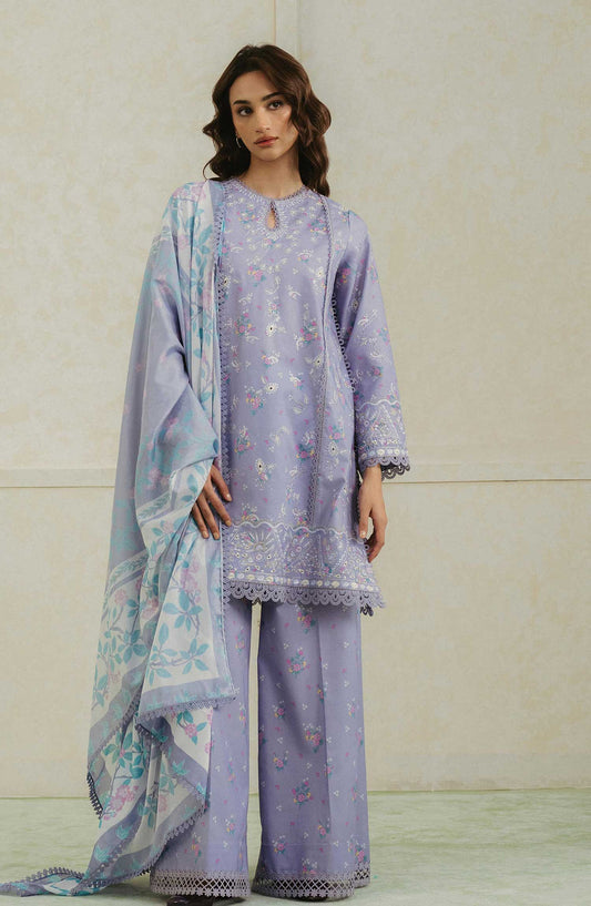Amore by Ayzel Embroidered Lawn Unstitched 3 Piece Suit - AL-25-V4-05 Auburn - AY25AS - Lavender - Suumer Collection