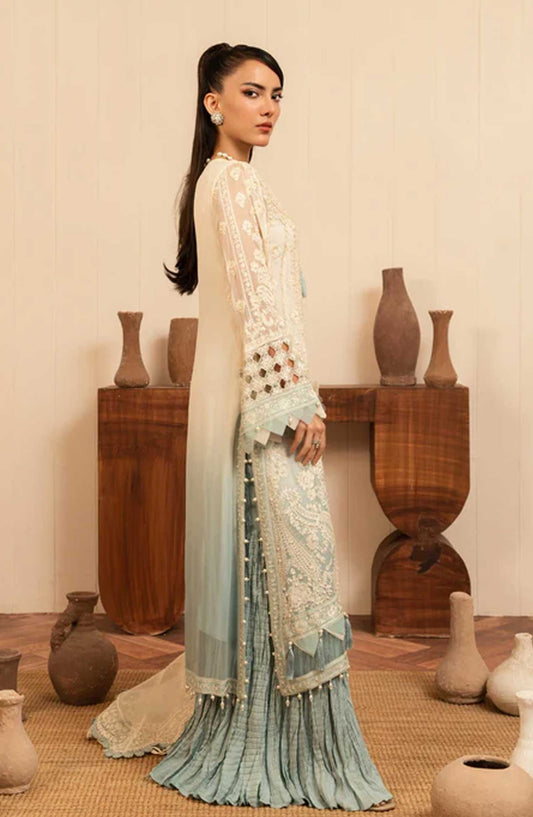 Allys Embroidered Chiffon Stitched 3 Piece - AL-3813 - White - Festive Collection