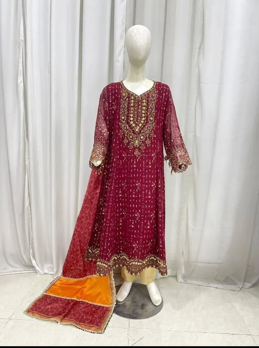 Kids Festive Collection 2024 - AL-3864 Mehroon