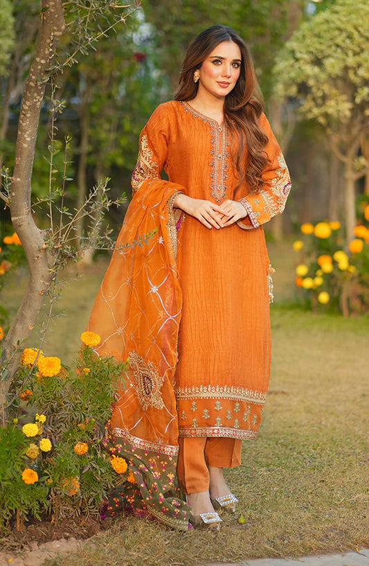 Allys Embroidered Masoori Stitched 3 Piece - AL-3887 - Yellow - Festive Collection