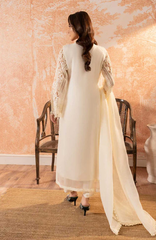 Allys Embroidered Organza Stitched 3 Piece - AL-3999 - White - Festive Collection