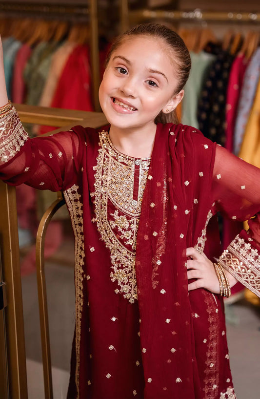 Mehndi Moments Kids Stitched Festive Collection - AL 3837 Maroon