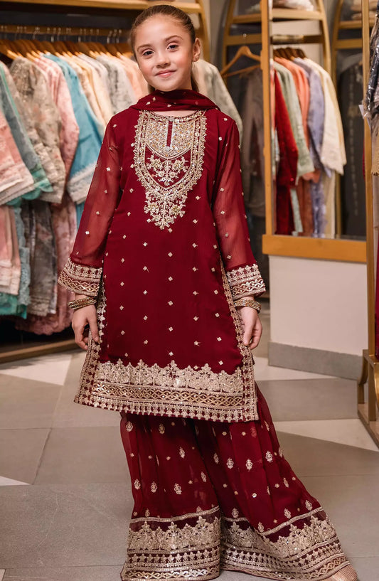 Mehndi Moments Kids Stitched Festive Collection - AL 3837 Maroon