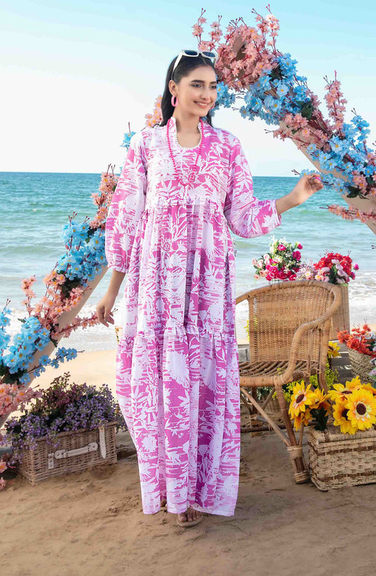 Alzane by Tawakkal Fabric Printed Lawn Stitched 1 Piece Maxi - D-1402 - TF25ALV2 - Purple - Summer Collection