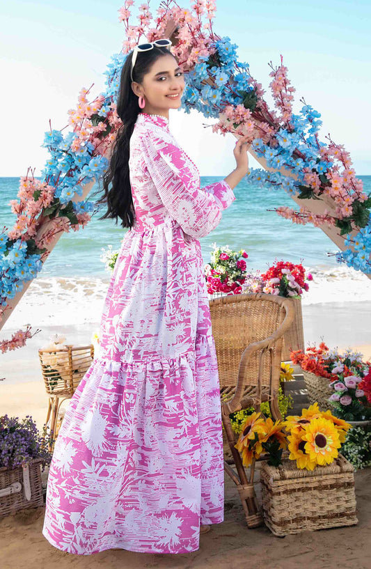 Alzane by Tawakkal Fabric Printed Lawn Stitched 1 Piece Maxi - D-1402 - TF25ALV2 - Purple - Summer Collection