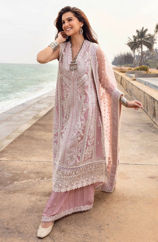 Zinnia by Faiza Saqlain Embroidered Lawn Unstitched 3 Piece Suit - Amaryllis - FS25ZL - Purple - Summer Collection