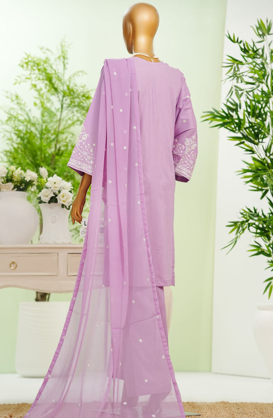 Amna Khadija Embroidered Cotton Stitched 3 Piece Suit - TT-04 - AM25TTP - Purple - Summer Collection
