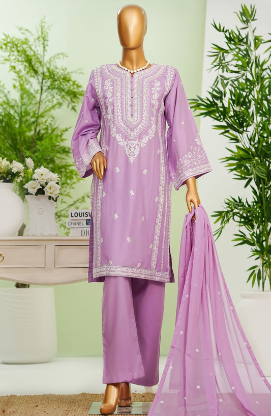 Amna Khadija Embroidered Cotton Stitched 3 Piece Suit - TT-04 - AM25TTP - Purple - Summer Collection