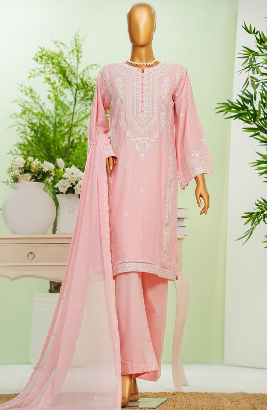 Amna Khadija Embroidered Cotton Stitched 3 Piece Suit - TT-03 - AM25TTP - Pink - Summer Collection