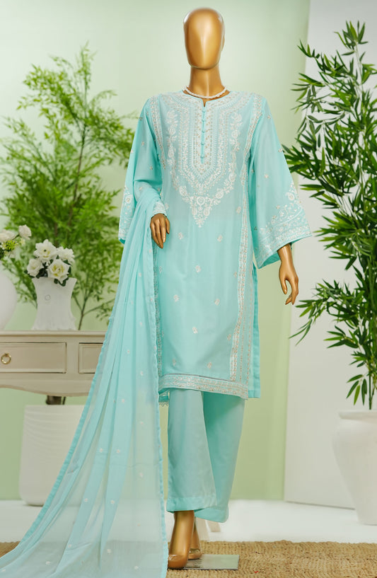 Amna Khadija Embroidered Cotton Stitched 3 Piece Suit - TT-01 - AM25TTP - Blue - Summer Collection