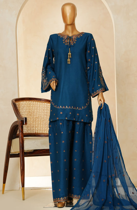 Amna Khadija Embroidered Cotton Stitched 3 Piece Suit - DDEE-02 - AM25DDEE - Blue - Festive Collection