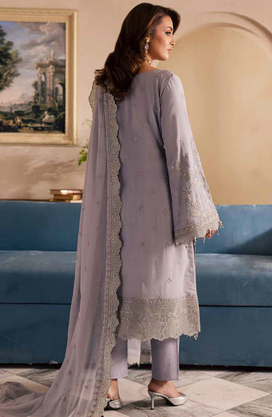 Miraal by Emaan Adeel Embroidered Chiffon Unstitched 3 Piece Suit - Sorina - ED25MLC - Purple - Festive Collection