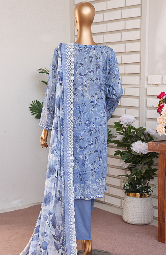 HZ Textile Embroidered Lawn Unstitched 3 Piece Suit - PLK-1025 - HZ25PLKV2 - Blue - Summer Collection