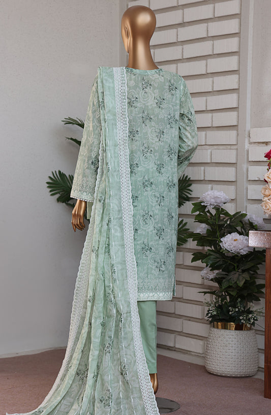 HZ Textile Embroidered Lawn Unstitched 3 Piece Suit - PLK-812 - HZ25PLKV2 - Green - Summer Collection
