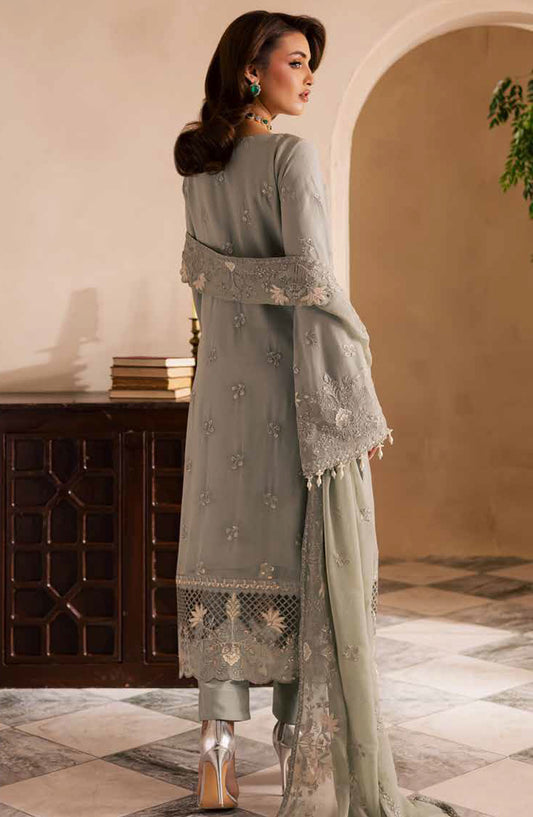 Miraal by Emaan Adeel Embroidered Chiffon Unstitched 3 Piece Suit - Ismira - ED25MLC - Grey - Festive Collection