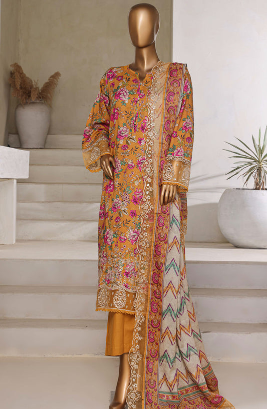 Amyrah by Sadabahar Embroidered Lawn Stitched 3 Piece Suit - D-07 - SBD25AMYV3 - Orange - Summer Collection