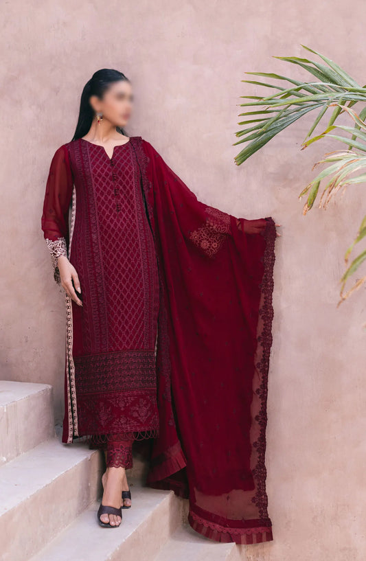 Azure - Ensembles - Festive Embroidered 3Pc Collection 2024 - AS 116 Fire Lily