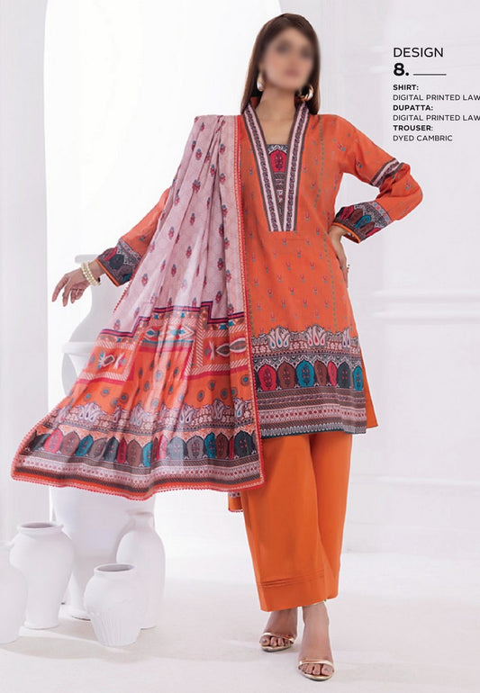 Design 08 ANUM DIGITAL PRINTED LAWN  Collection Vol 02