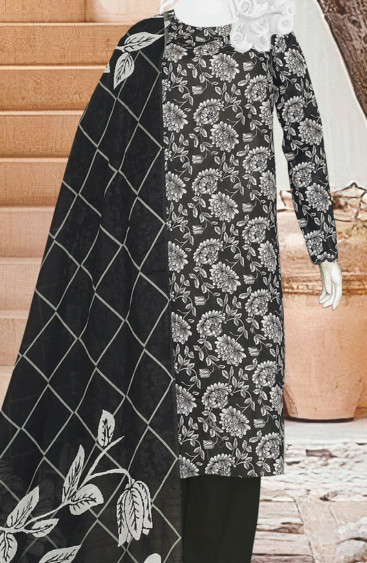 Black Beauty by Al Karim Printed Lawn Unstitched 3 Piece Suit - D-15 - ALK25ABCBB - Black - Summer Collection