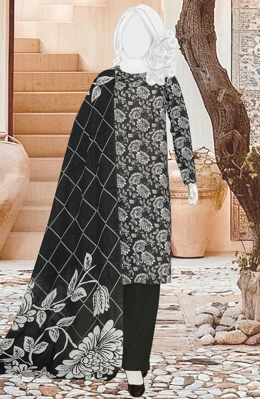 Black Beauty by Al Karim Printed Lawn Unstitched 3 Piece Suit - D-15 - ALK25ABCBB - Black - Summer Collection