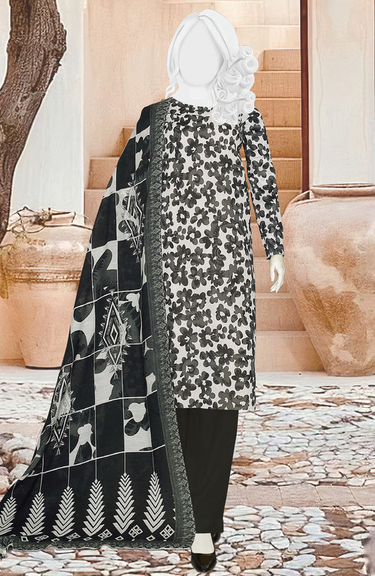 Black Beauty by Al Karim Printed Lawn Unstitched 3 Piece Suit - D-04 - ALK25ABCBB - Black - Summer Collection