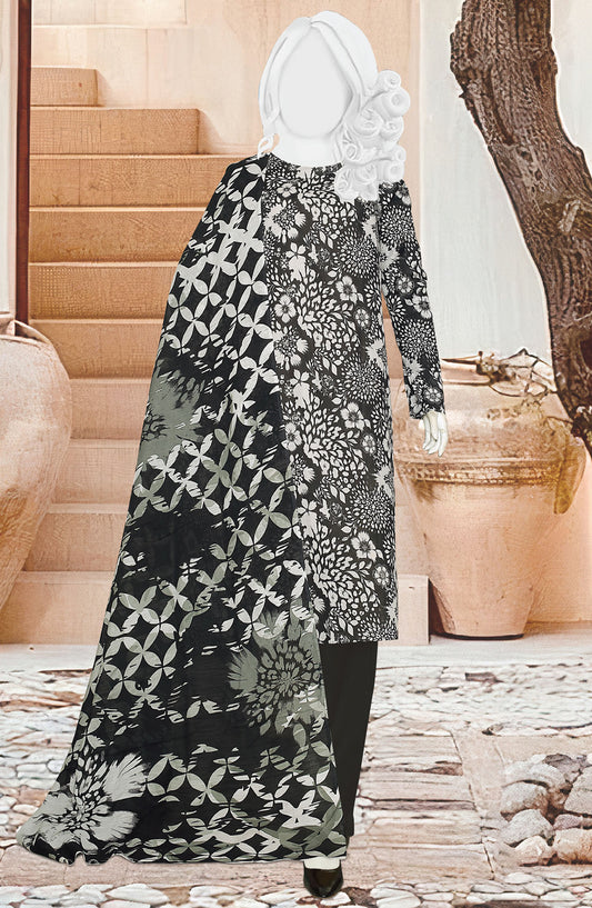 Black Beauty by Al Karim Printed Lawn Unstitched 3 Piece Suit - D-01 - ALK25ABCBB - Black - Summer Collection