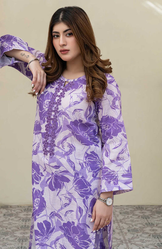 Rangeen Printed Khaddar Stitched 2 Piece - Berry Bloom - R25DW - Purple - Winter Collection