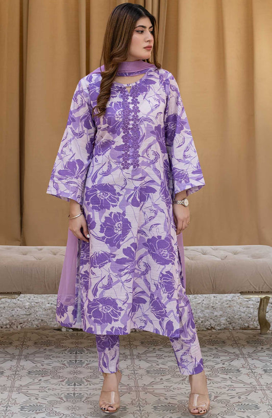 Rangeen Printed Khaddar Stitched 2 Piece - Berry Bloom - R25DW - Purple - Winter Collection