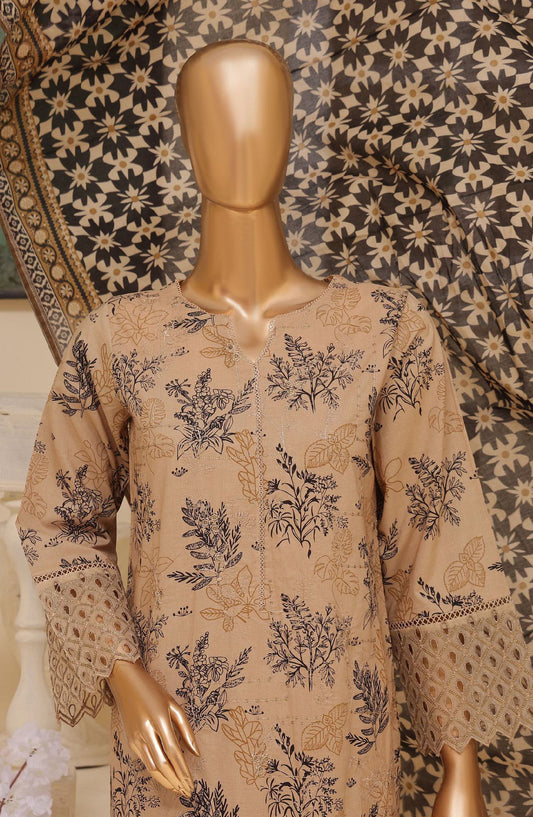 Bin Saeed Embroidered Lawn Stitched 3 Piece Suit - SM-607 - BS25EKR - Beige - Summer Collection