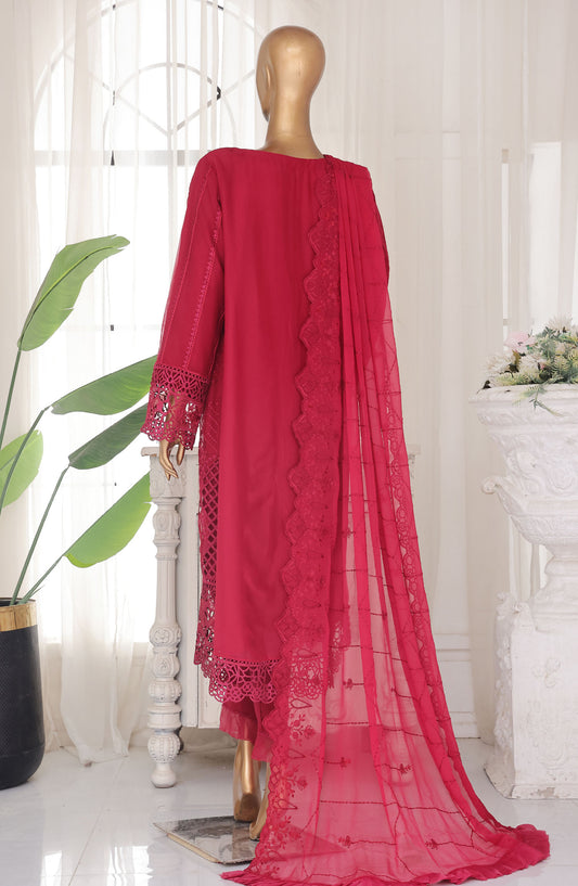 Bin Saeed Embroidered Chiffon Stitched 3 Piece Suit - D-05 - BS25ELC - Red - Festive Collection