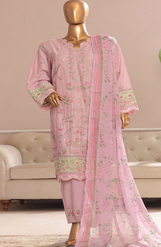 Bin Saeed Embroidered Cotton Stitched 3 Piece Suit - D-01 - BS25CE3PC - Pink - Summer Collection