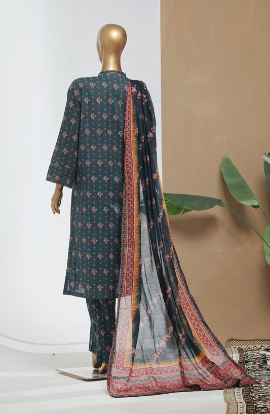 Bin Saeed Printed Lawn Stitched 3 Piece Suit - D-15 - BS25EPLV8 - Blue - Summer Collection