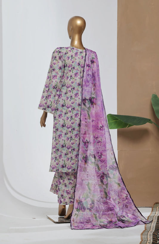Bin Saeed Printed Lawn Stitched 3 Piece Suit - D-04 - BS25EPLV8 - Purple - Summer Collection