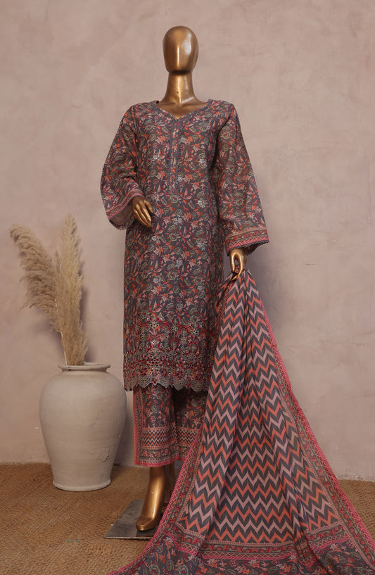 Bin Saeed Embroidered Lawn Stitched 3 Piece Suit - D-13 - BS25REL - Purple - Summer Collection