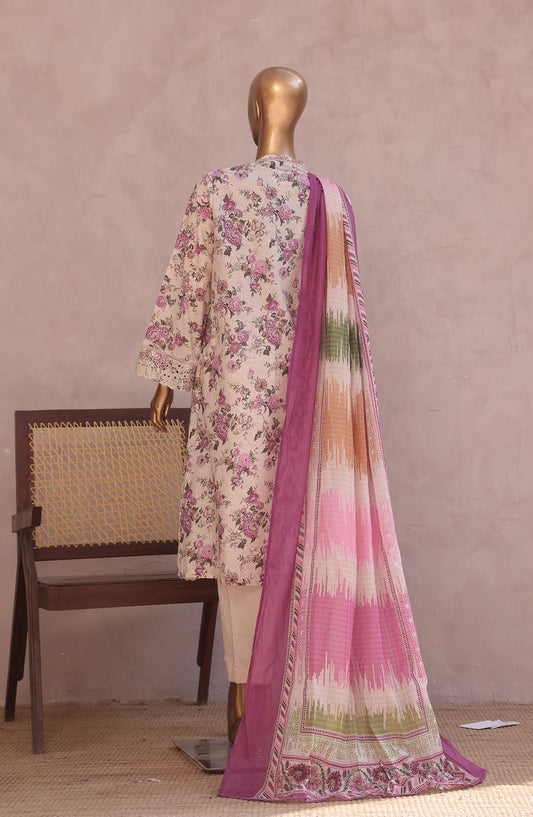 Bin Saeed Embroidered Lawn Stitched 3 Piece Suit - D-04 - BS25REL - Purple - Summer Collection