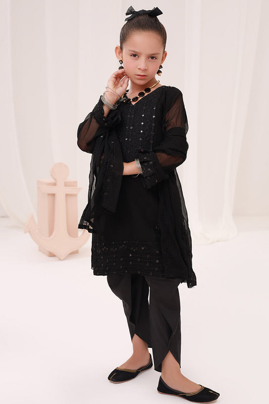 Merakish Kids Embroidered Chiffon Collection 2023 - Black