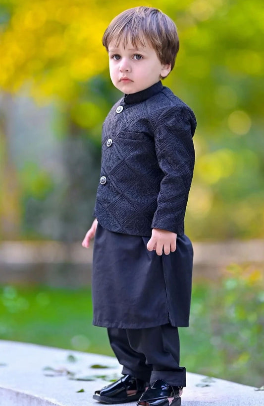 Exclusive Prince Coat Collection By Hassan Jee - Black Prince coat - P 10