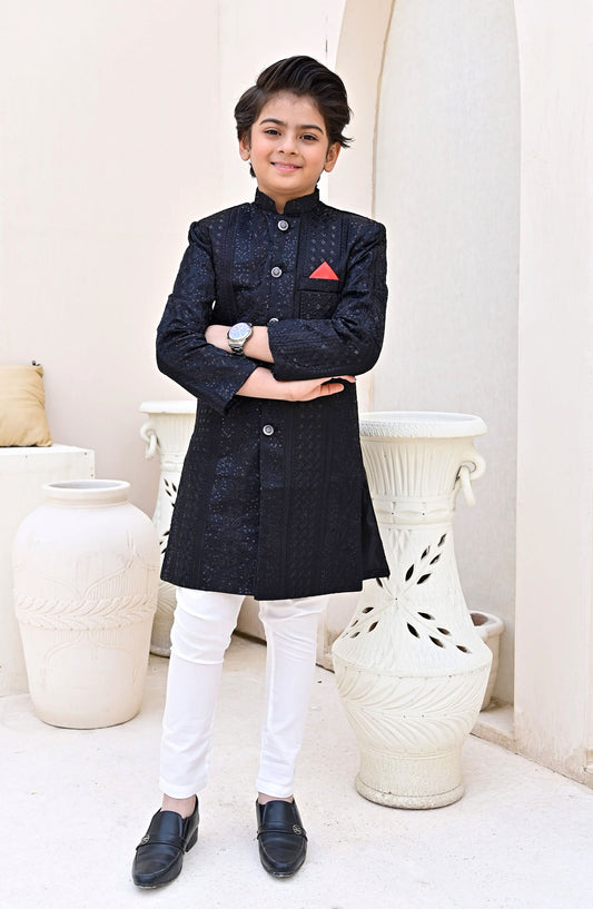Exclusive Sherwani Collection By Hassan Jee - Black shervani - S4