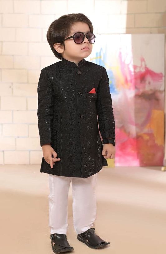 Exclusive Sherwani Collection By Hassan Jee - Black shervani - S4