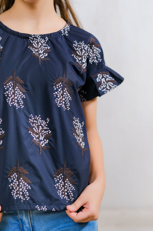 Kids Shirts & Tops - Black & White Floral Print Top