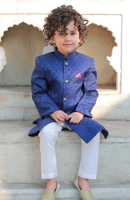 Exclusive Sherwani Collection By Hassan Jee - Blue Shervani - S1