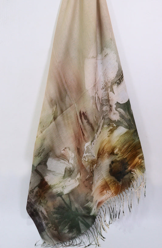 Amna Khadija Premium Twill Jacquard Stole - Design-02 - AM25OLT - Beige - Summer Collection