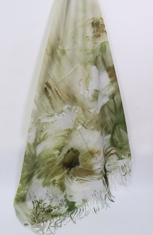 Amna Khadija Premium Twill Jacquard Stole - Design-03 - AM25OLT - Green - Summer Collection