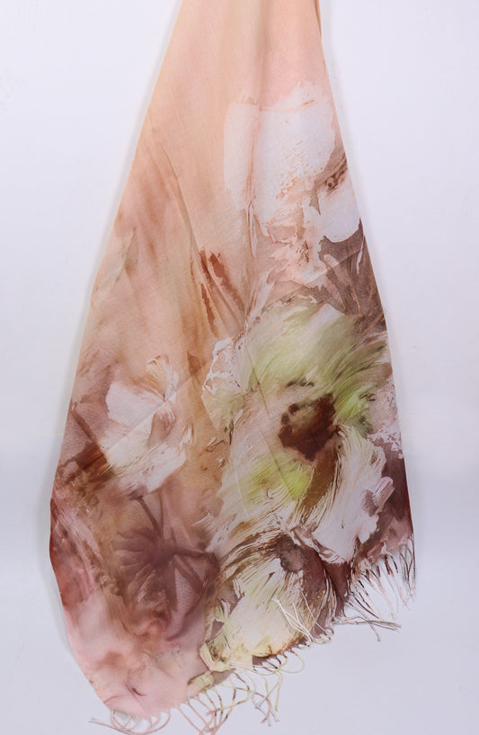 Amna Khadija Premium Twill Jacquard Stole - Design-09 - AM25OLT - Peach - Summer Collection