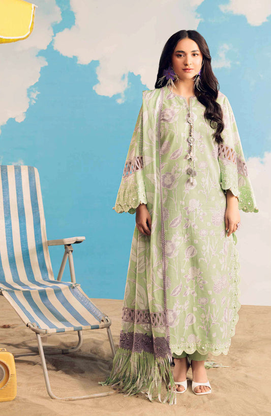 Bonanza Satrangi Embroidered Lawn Unstitched 3 Piece Suit - WSS25P3020 - BOS25THD1 - Green - Summer Collection